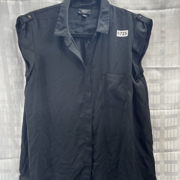 Mossimo Women's Shirt Size L Color Black Casual Button Up - Picture 8 of 14